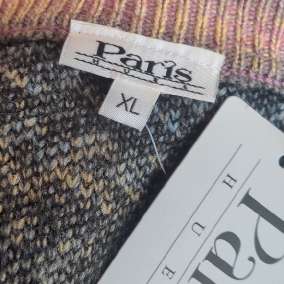 Paris Hues Patterned Multicolor V Neck Cardigan Sweater size XL - Picture 5 of 7